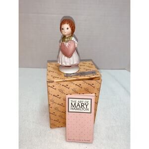 Hallmark 1983 Girl With Heart Heartfelt Wishes Porcelain Figurine Mary Hamilton